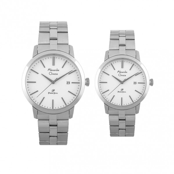 Alexandre Christie AC 1007 Silver White Chain Couple